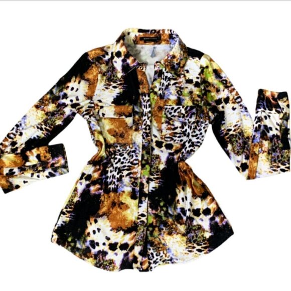 BCBGMAXAZRIA Mystical Leopard Print Top Sz S #28F - Picture 3 of 9